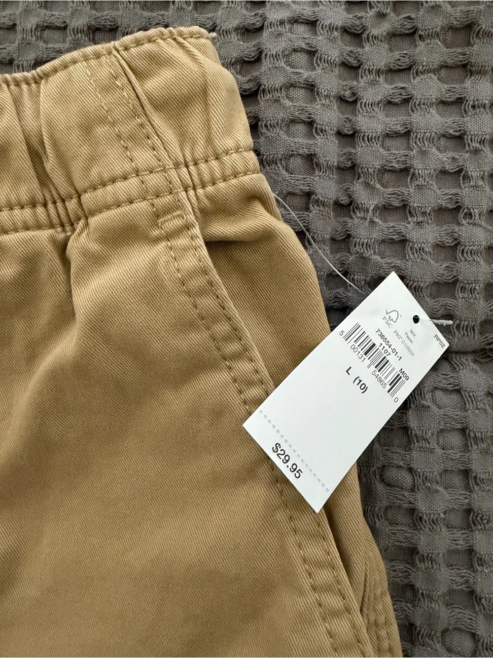Gap Boys Drawstring Chino Shorts Tan Adjustable Waist Size 10 NWT
